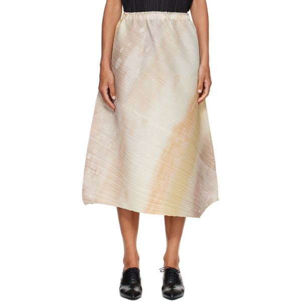  Pleats Please Issey Miyake Beige Sea Bubble Midi Skirt 