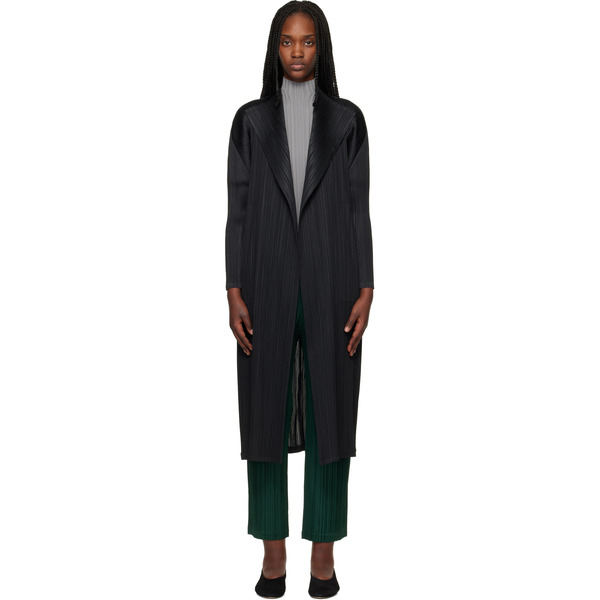  Pleats Please Issey Miyake Black Facade Coat 