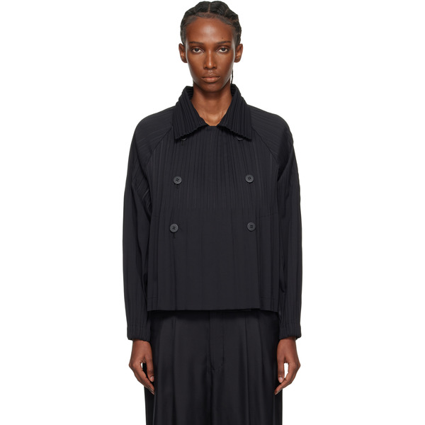 Pleats Please Issey Miyake Black Smooth Jacket 
