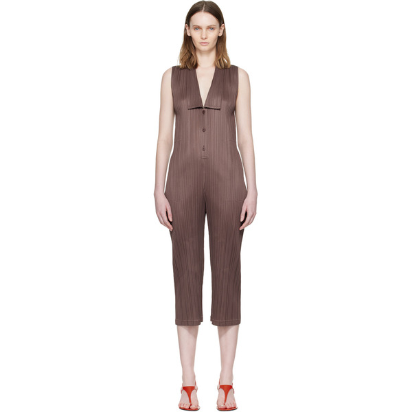  Pleats Please Issey Miyake Brown Loop Bottoms Jumpsuit 