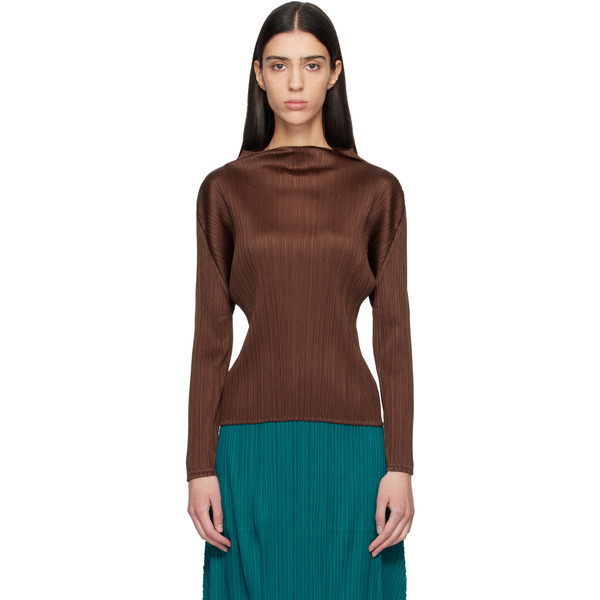  Pleats Please Issey Miyake Brown Monthly Colors November Top 