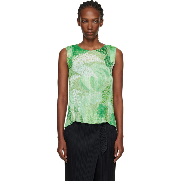  Pleats Please Issey Miyake Green Foggy Forest Top 