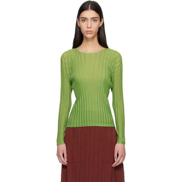  Pleats Please Issey Miyake Green Rib Pleats November Top 