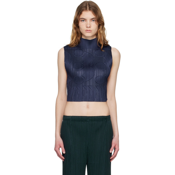  Pleats Please Issey Miyake Navy Tune Top 