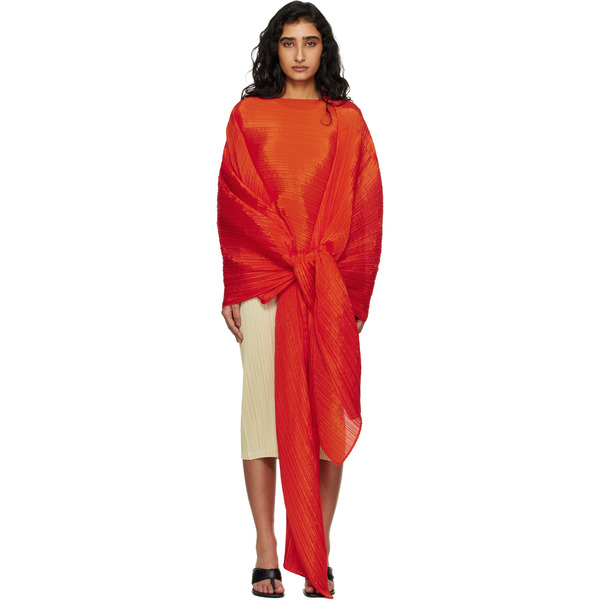  Pleats Please Issey Miyake Orange Madame-t Scarf 