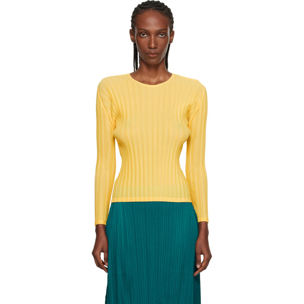  Pleats Please Issey Miyake Yellow Rib Pleats January T-shirt 