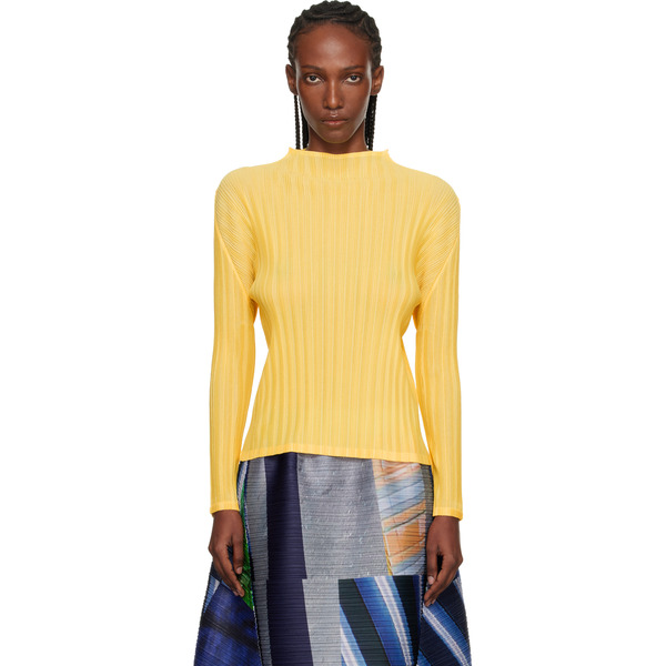  Pleats Please Issey Miyake Yellow Rib Pleats January Top 