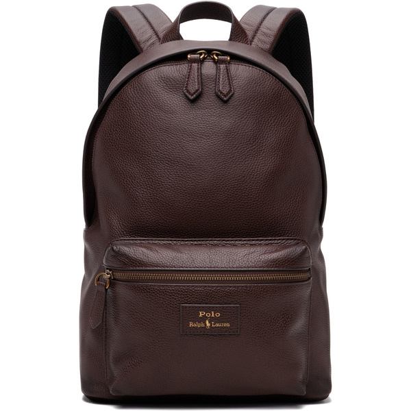 Polo Ralph Lauren Brown Pebbled Leather Backpack 