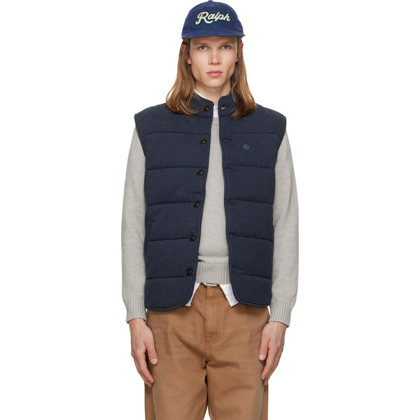  Polo Ralph Lauren Navy Houndstooth-print Estate-rib Vest 