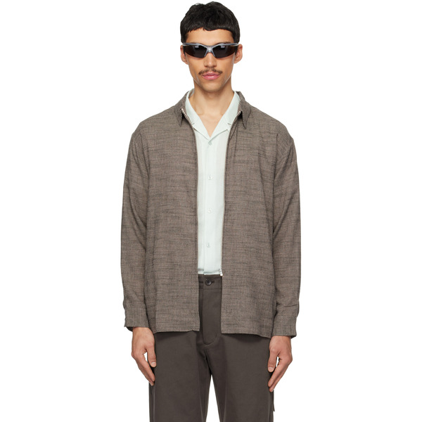  Post Archive Faction (paf) Taupe Zip Archive Shirt 