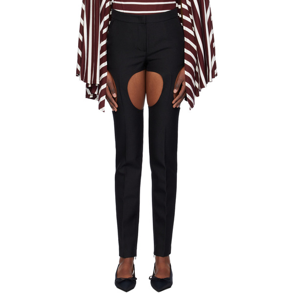  Pushbutton Black Cutout Point Skinny Trousers 