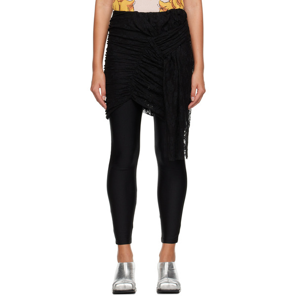  Pushbutton Black Layered Skirt 