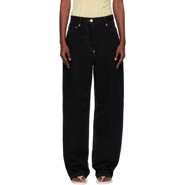  Pushbutton Black Straight Jeans 