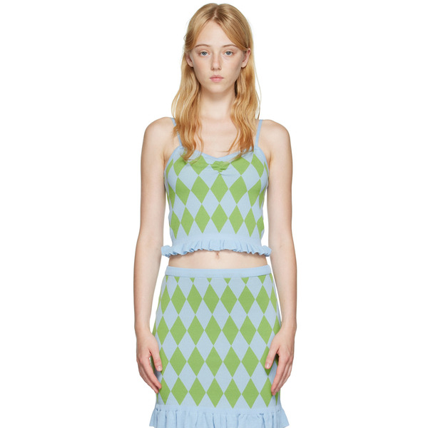  Pushbutton Blue Argyle Tank Top 