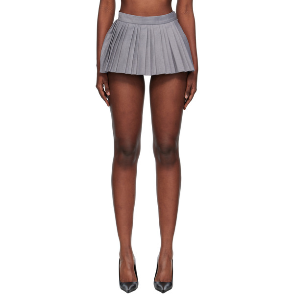  Pushbutton Gray Volumed Micro Skort 