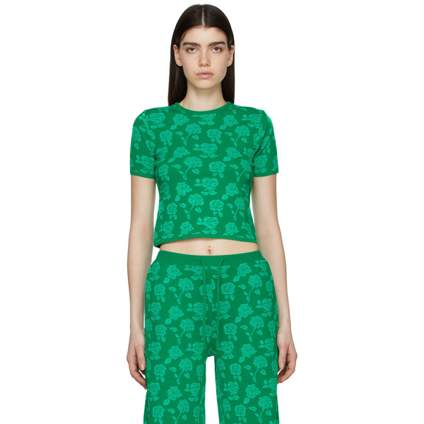  Pushbutton Green Polyester T-shirt 
