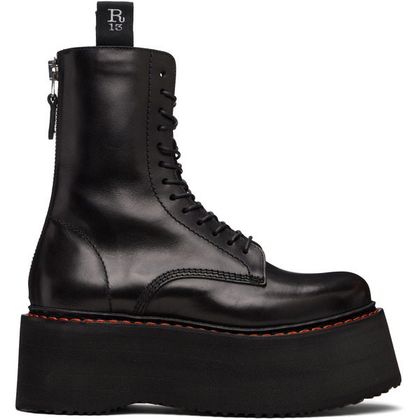  R13 Black Double Stack Boots 
