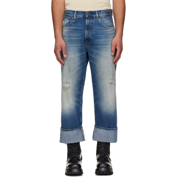  R13 Blue Cuffed X-boyfriend Jeans 