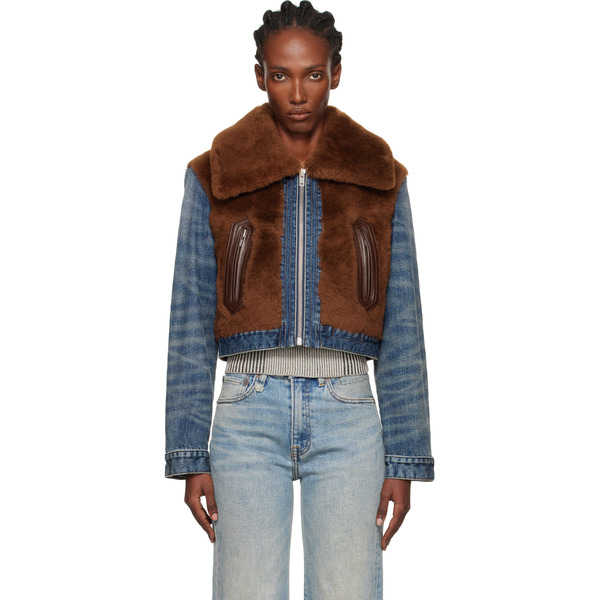  R13 Brown & Blue 'denim Fur' Jacket 