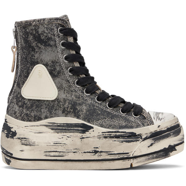  R13 Gray & Black Distressed Tall Kurt Sneakers 
