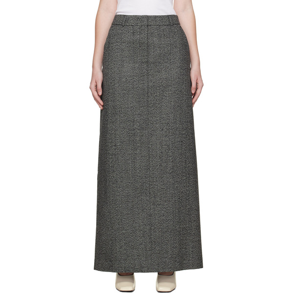  R2w Gray Arina Wool Maxi Skirt 