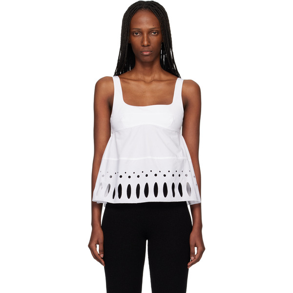  Rabanne White Square Neck Tank Top 