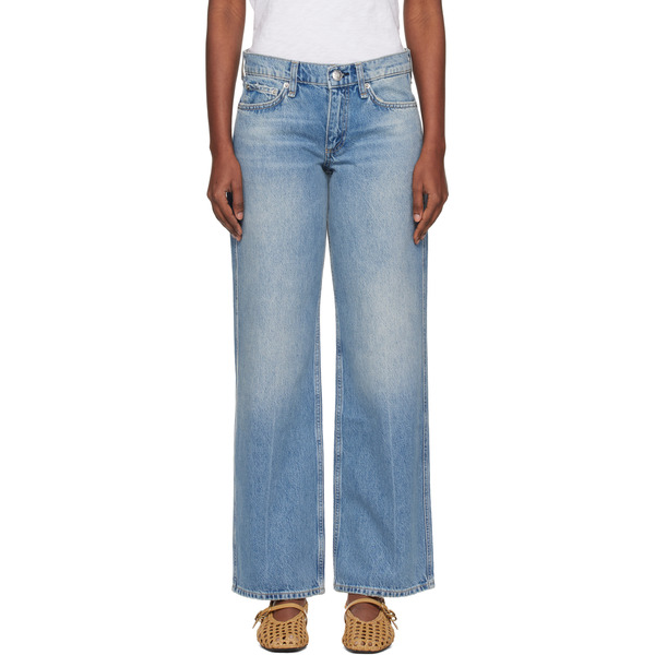  Rag & Bone Blue Saige Relaxed Straight Jeans 