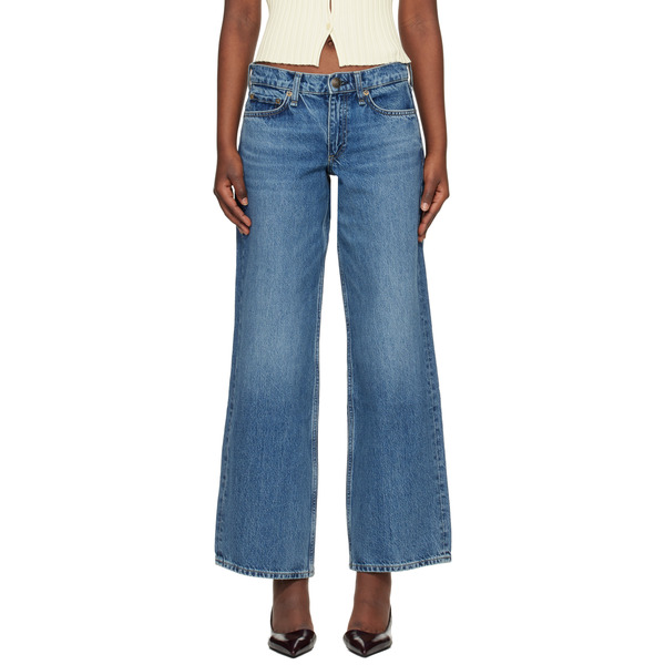  Rag & Bone Blue Saige Relaxed Straight Jeans 