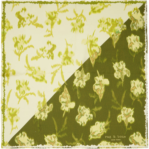  Rag & Bone Green Kit Floral-print Silk Bandana Scarf 