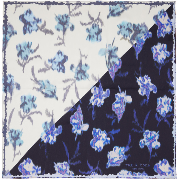  Rag & Bone Navy Kit Floral-print Silk Bandana Scarf 