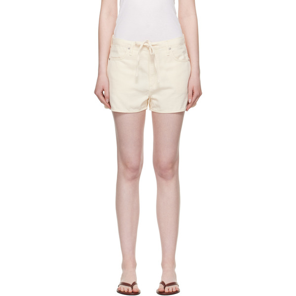 Rag & Bone Off-white Featherweight Nolan Drawstring Denim Shorts 