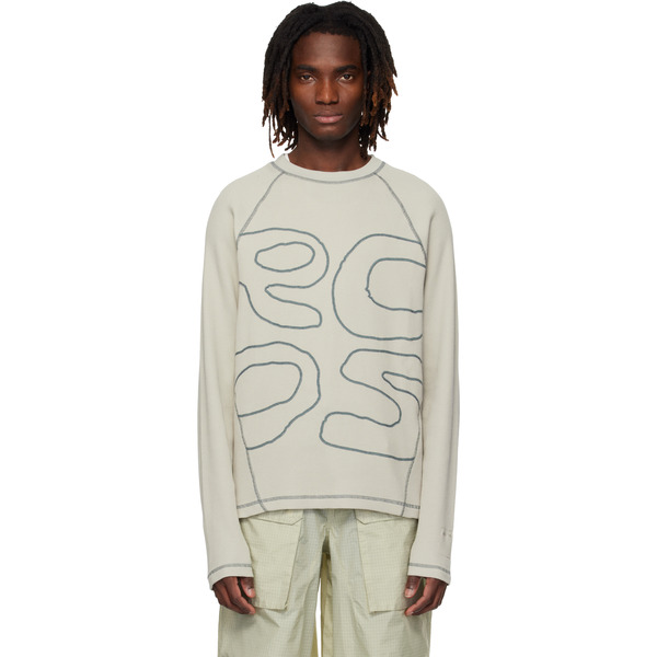  Rcos Beige Stack Logo Waffleknit Longsleeve T-shirt 