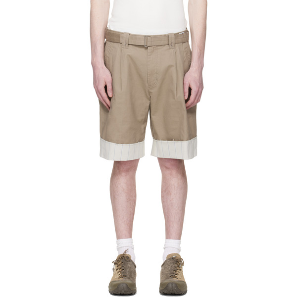  Re;code Beige Stripe Detailed Shorts 