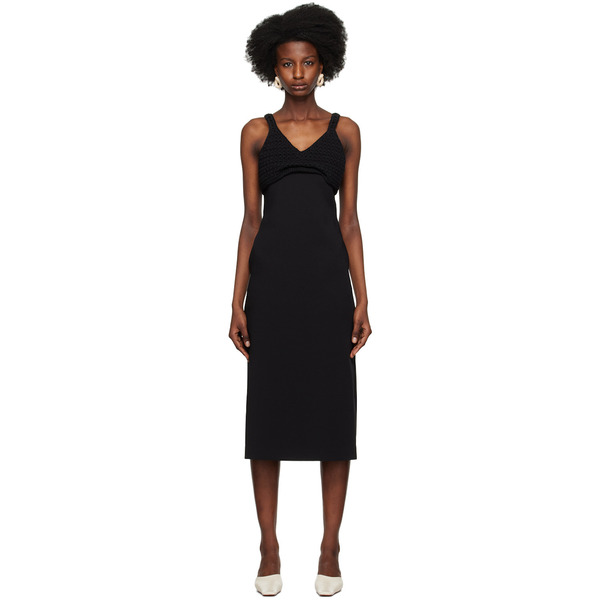  Recto Black Chunky Bra Top Patch Midi Dress 
