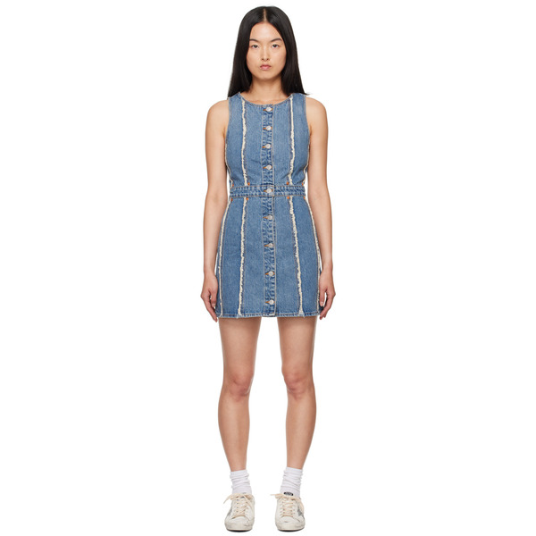  Re/done Blue Fray Denim Minidress 