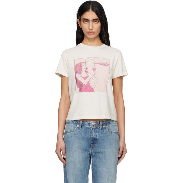  Re/done Off-white Classic 'drink Wine' T-shirt 