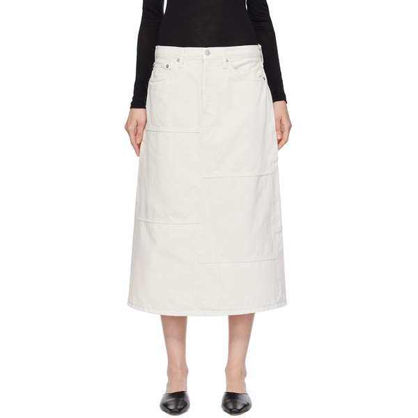  Re/done Off-white Seamed Denim Maxi Skirt 