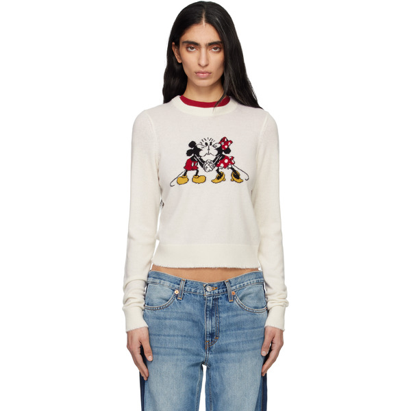  Re/done White Cashmere 'mickey Mouse' Sweater 