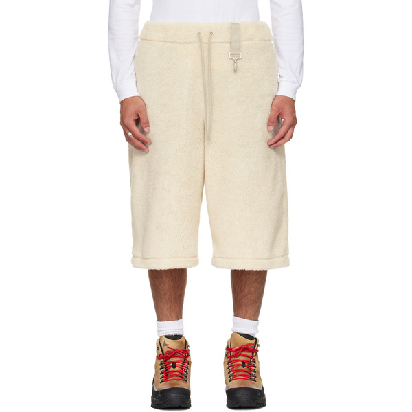  Reese Cooper Beige Sherpa Fleece Wide Leg Shorts 