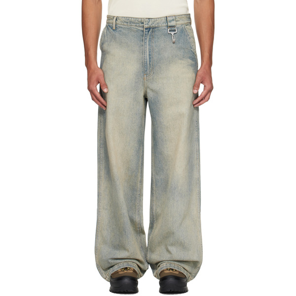  Reese Cooper Blue Concealed Button Straight Leg Jeans 