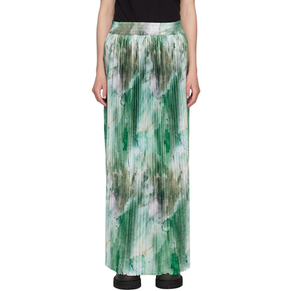  Reese Cooper Green Pleated Maxi Skirt 