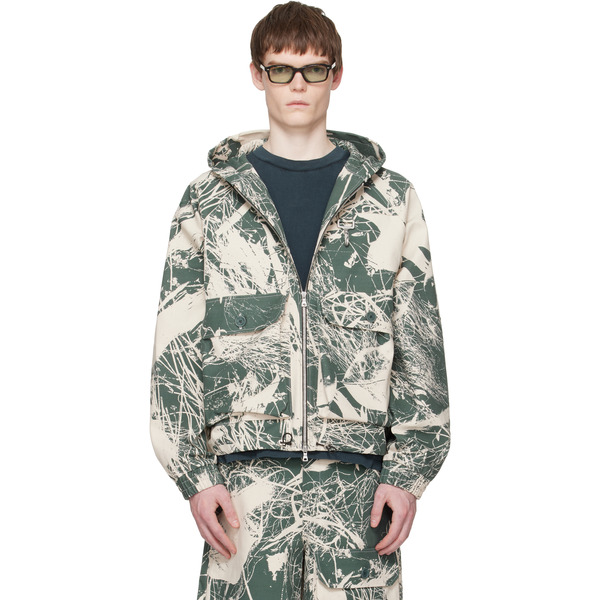  Reese Cooper Khaki & Off-white Duck Canvas Hooded Cargo Jacket 