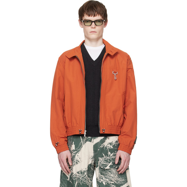 Reese Cooper Orange Nylon Cinched Harrington Jacket 