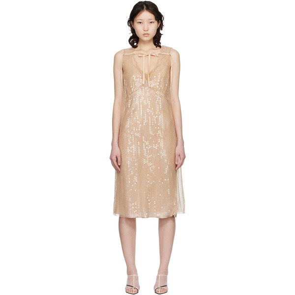  Renaissance Renaissance Beige Giulia Midi Dress 