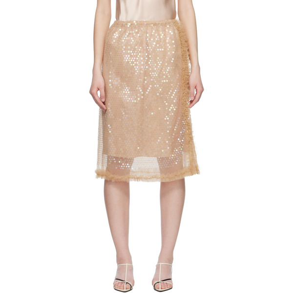  Renaissance Renaissance Beige Tati Sequin Midi Skirt 