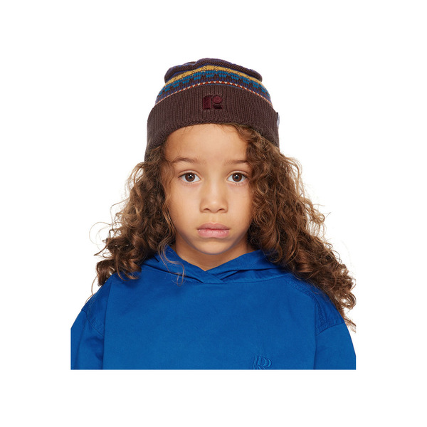  Repose Ams Kids Brown Graphic Jacquard Beanie 