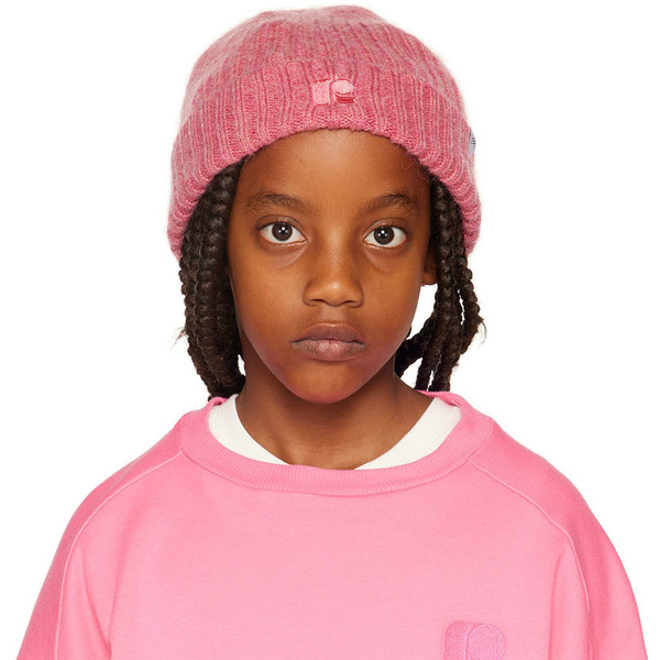  Repose Ams Kids Pink Embroidered Logo Beanie 