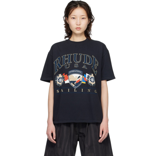  Rhude Black Usa Sailing Icon T-shirt 