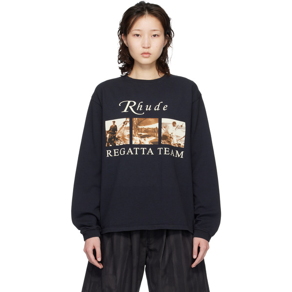  Rhude Black Usvi Regatta Tour Ls T-shirt 