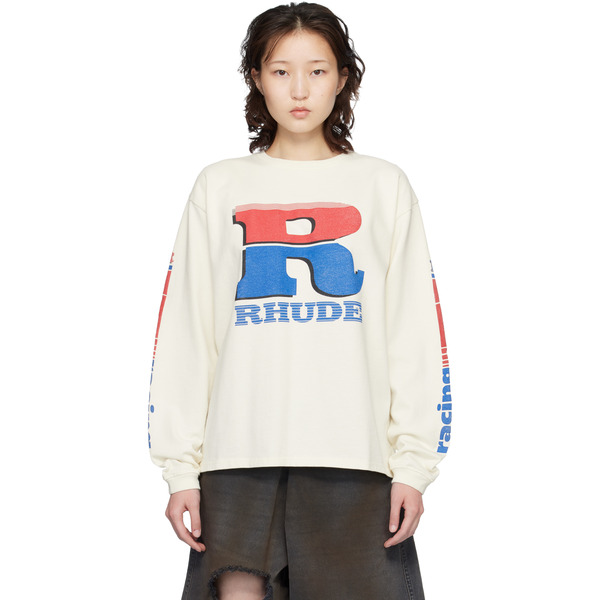  Rhude Off-white Split Petrol Logo Ls T-shirt 